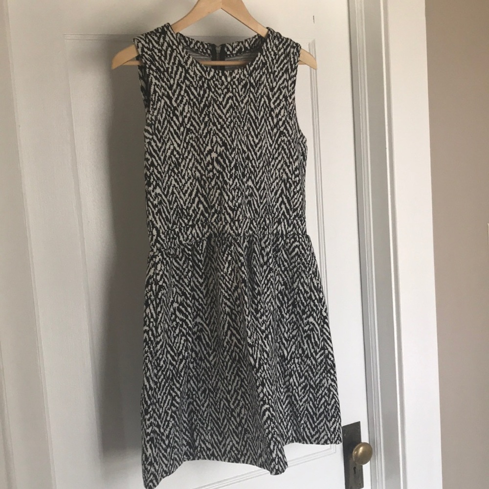 Anthropologie b&w fit n flare dress NWOT M